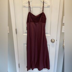 Express Wine Velvet & Satin Slip Midi Dress